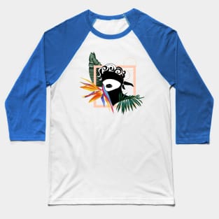 Abstract Woman with Tropical Flowers Baseball T-Shirt